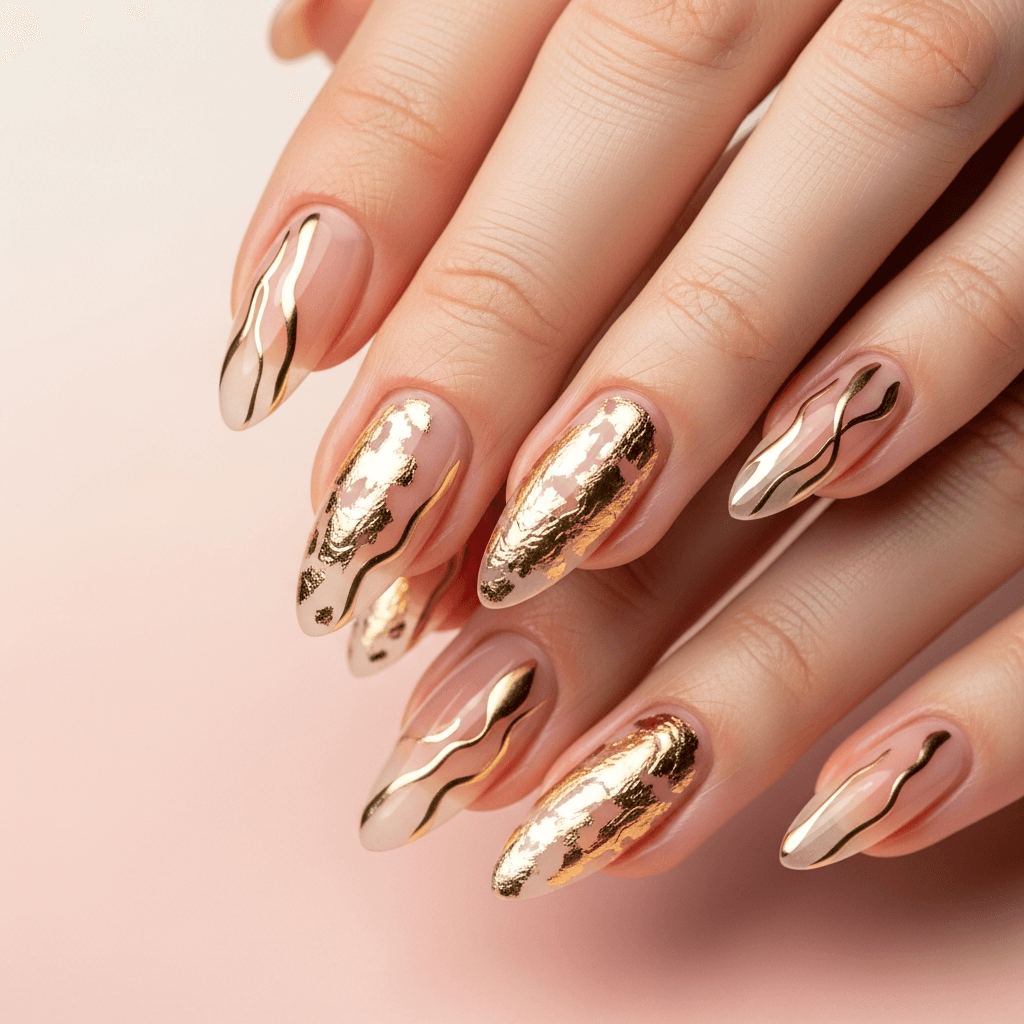Diseño de uñas Oro Líquido · Nail art